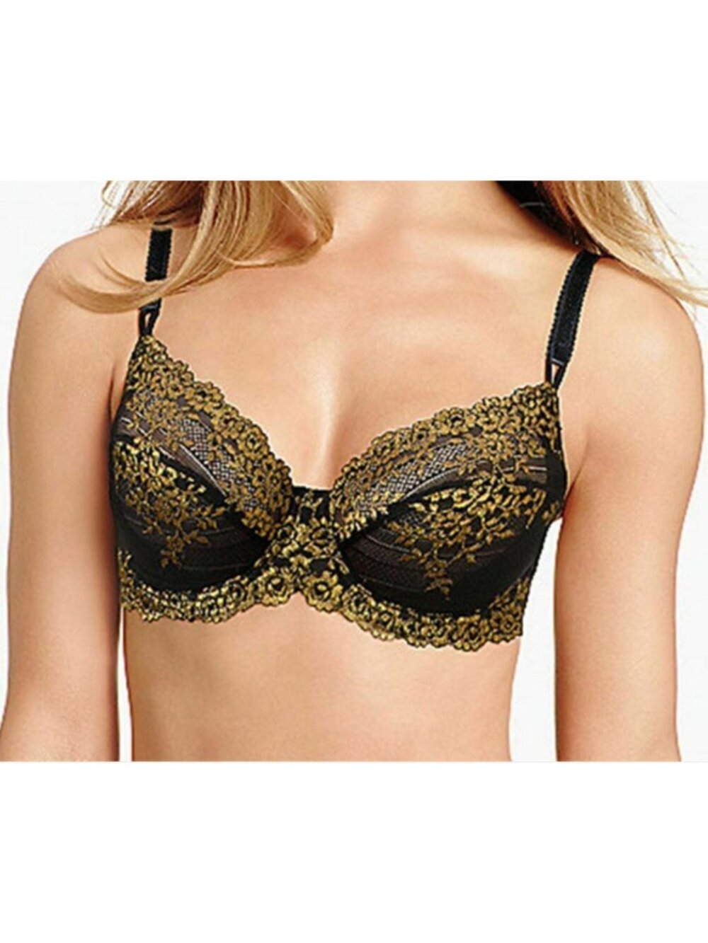 Embrace Lace Underwire Bra 38DD Black/Gold